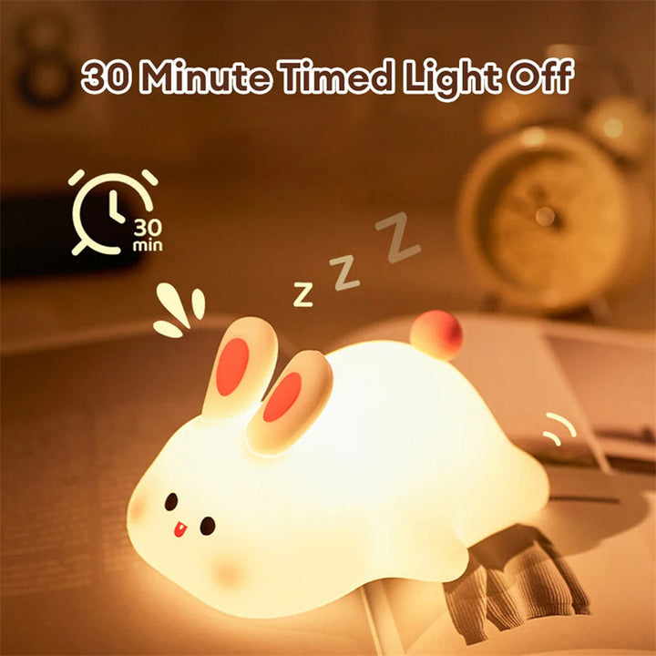 Soft Silicone Rabbit Night Lamp with Low
